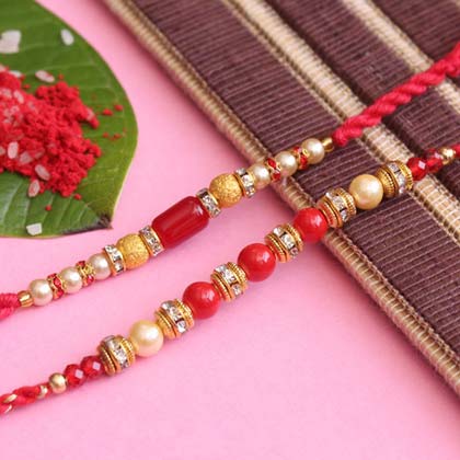 set of 2 pearl beaded rakhis