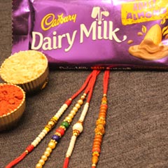 4 Rakhi Set with Dairy Milk - Rakhi with Chocolates to USA