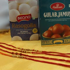 4 Rakhi Set with Sweet Combo - Send Rakhi to USA
