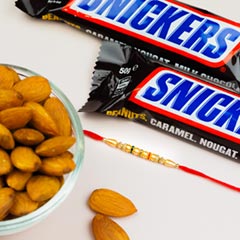 Beads Rakhi With Snickers & Almonds