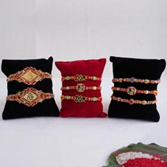 Designer Golden Rakhi Set of 8 - Rakhi Sets