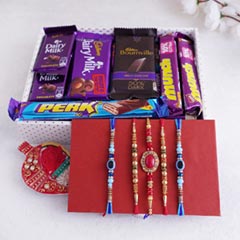 5 Rakhi Set with Chocolates Hamper