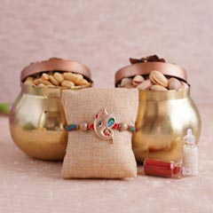Ganesha Rakhi with Dryfruits in Containers - Rakhi Gifts Online