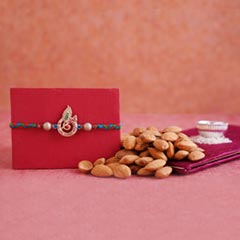 Golden Krishna Rakhi with Almonds - Send Rakhi to Delhi