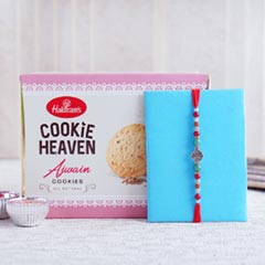 Silver Rakhi N Haldiram Ajwain Cookies Combo - Rakhi Gifts Online