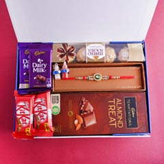 Designer Rakhi N Yummy Chocolates in Signature Box - Rakhi Boxes