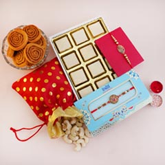 Two Designer Rakhis with Chocolates N Sweets