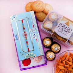 Rakhi Signature Box with Ferrero Rocher N Haldiram Snacks - Send Rakhi Gift Hampers