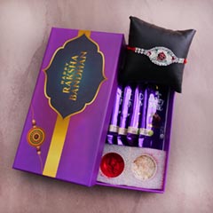 Silver Rakhi N Chocolates in Signature Box - Rakhi with Chocolates