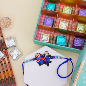 Motu Patlu Rakhi with Assorted Chocolates in box - Send Kids Rakhi Online
