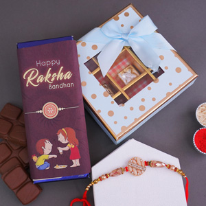 Stone Rakhi with Assorted Chocolates - Rakhi with Chocolates