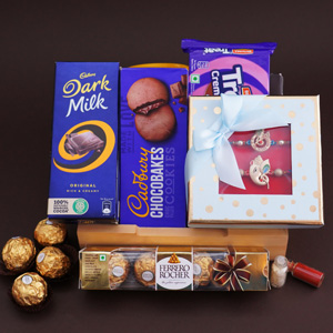 2 Gorgeous Rakhi Set with Chocolaty Combo - Rakhi with Chocolates
