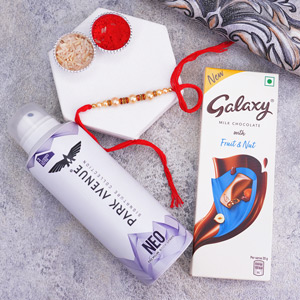 Pearl Rakhi with Chocolate N Deo Gift Pack