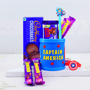 Captain America Rakhi with Mug N Chocolates