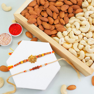 Cashew N Almonds with Combo of Spiritual Rakhi - Rakhi with Dry Fruits