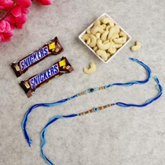 Eye Catching Beads Rakhi Set with Chocolates & Cashew For UK - Rakhi with Chocolates to UK