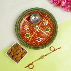 Amazing Aum Metallic Beads Rakhi Hamper For UK - Rakhi with Dryfruits to UK