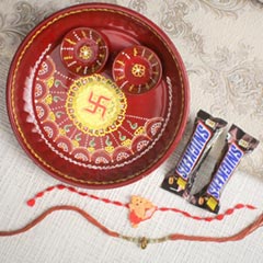 Ethnic Ganesha Rakhis with Puja Thali & Chocolates For UK - Rakhi with Chocolates to UK