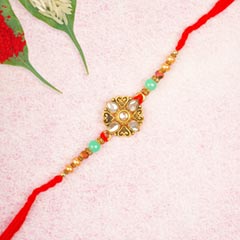 Elegant Kundan Diamond Beads Rakhi For UK - Send Rakhi to UK