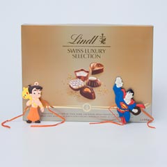 My Little Champ Kids Rakhi Set with Lindt Swiss Chocolates Hamper For UK - Kids Rakhi to UK